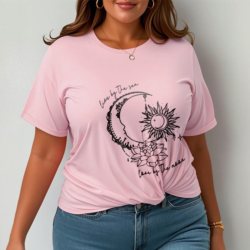 Camiseta con estampado de flor de loto, sol, luna y Buddha Stones - image 14