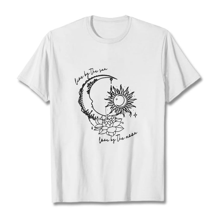 Camiseta con estampado de flor de loto, sol, luna y Buddha Stones - Blanco - 2XL - image 8