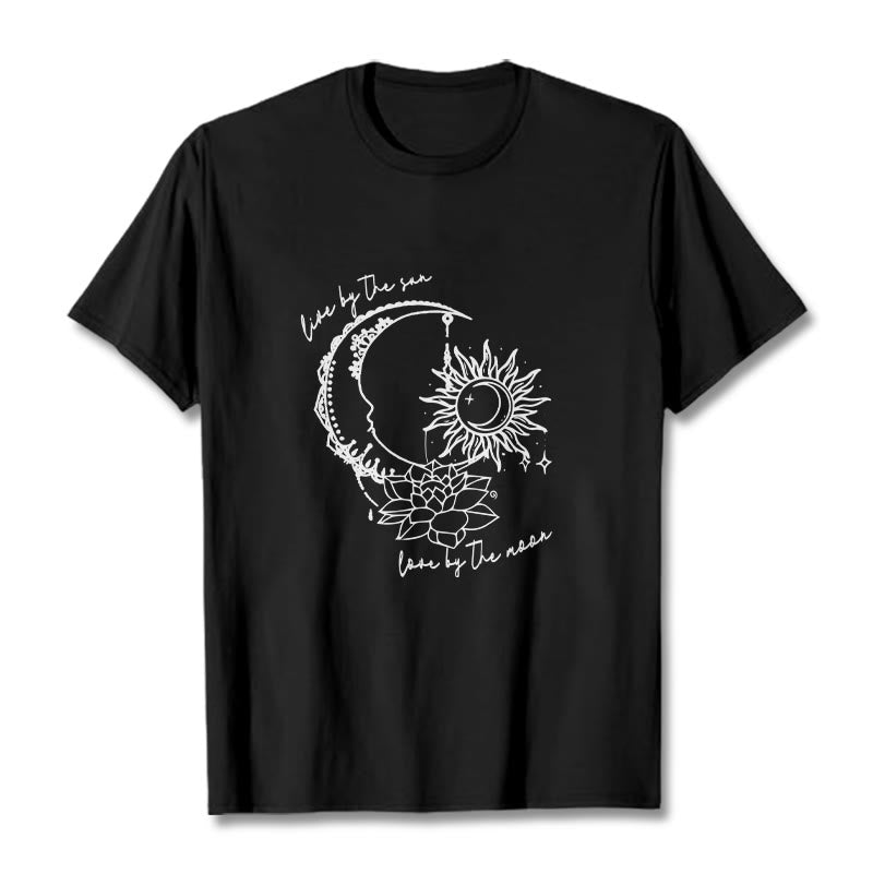 Camiseta con estampado de flor de loto, sol, luna y Buddha Stones - Negro - 2XL - image 4