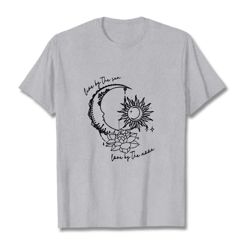 Camiseta con estampado de flor de loto, sol, luna y Buddha Stones - Gris claro - 2XL - image 20