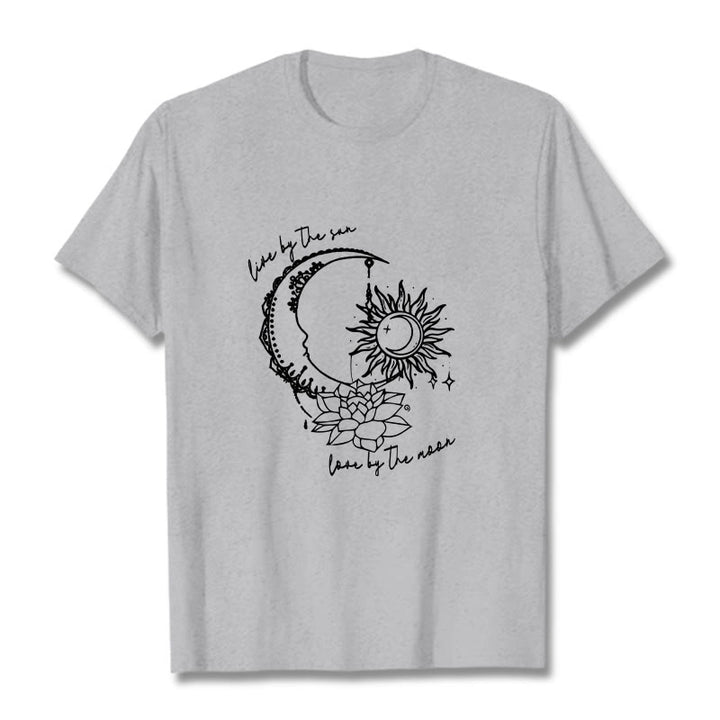 Camiseta con estampado de flor de loto, sol, luna y Buddha Stones - Gris claro - 2XL - image 20