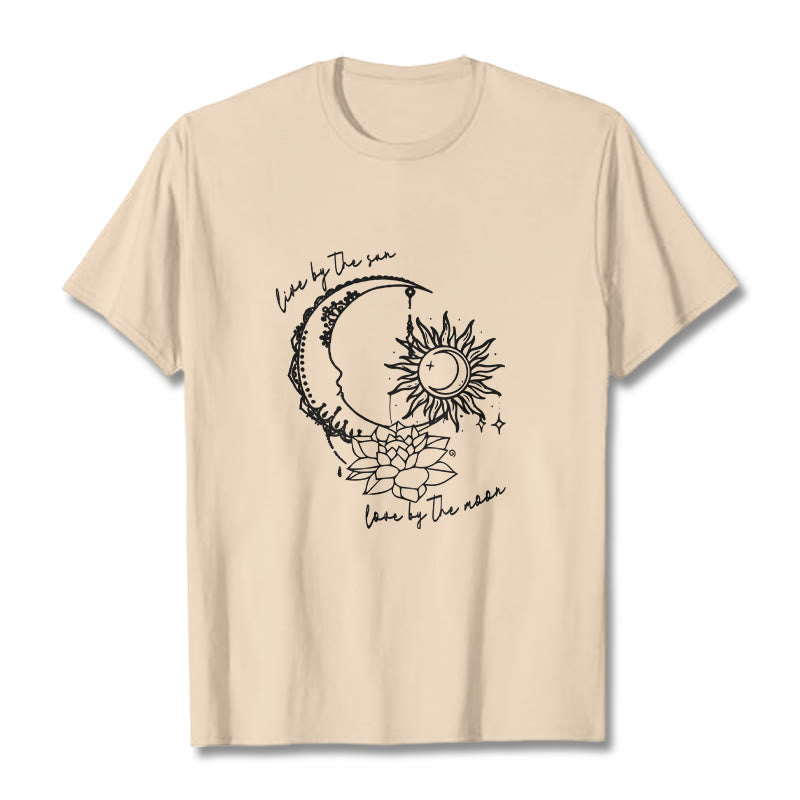 Camiseta con estampado de flor de loto, sol, luna y Buddha Stones - Sopa de mariscos - 2XL - image 11