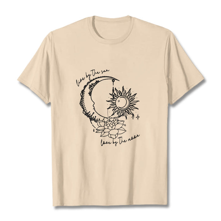 Camiseta con estampado de flor de loto, sol, luna y Buddha Stones - Sopa de mariscos - 2XL - image 11