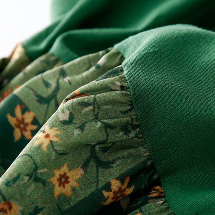 Vestido midi de lino y algodón con cuello en V, media manga y bolsillos, estampado de flores de primavera y Buddha Stones - image 10