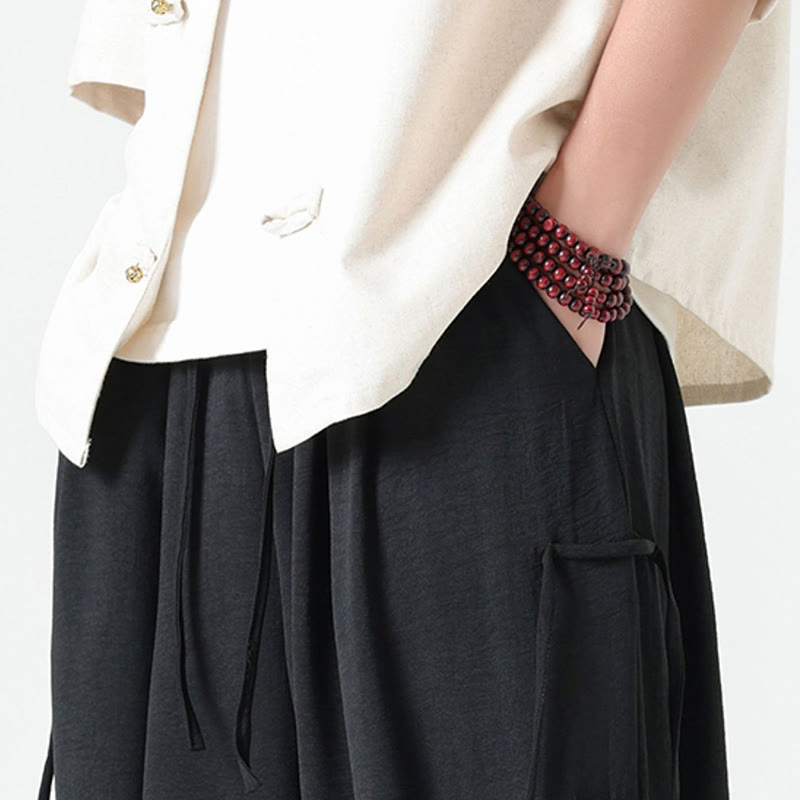 Pantalones de licra con diseño holgado de Buddha Stones , informales, con cordón en la cintura, para hombre, de longitud 7-8, con bolsillos - image 12