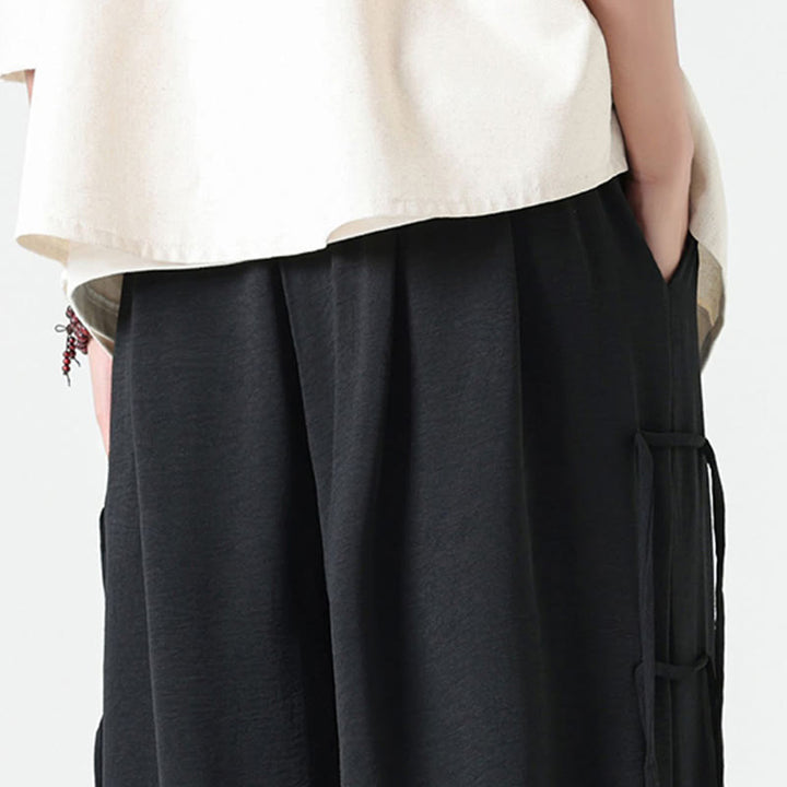 Pantalones de licra con diseño holgado de Buddha Stones , informales, con cordón en la cintura, para hombre, de longitud 7-8, con bolsillos - image 9