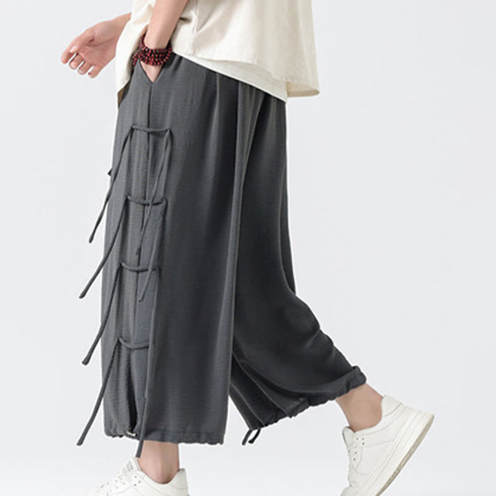 Pantalones de licra con diseño holgado de Buddha Stones , informales, con cordón en la cintura, para hombre, de longitud 7-8, con bolsillos - image 16