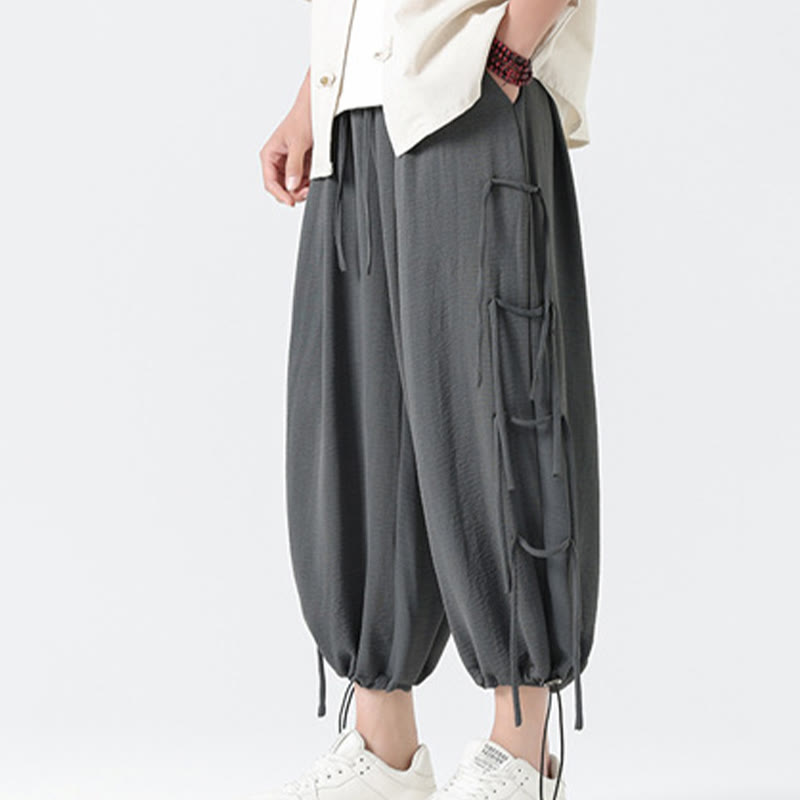 Pantalones de licra con diseño holgado de Buddha Stones , informales, con cordón en la cintura, para hombre, de longitud 7-8, con bolsillos - image 19