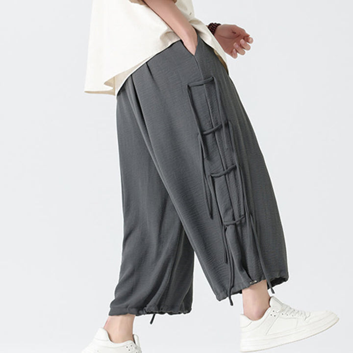 Pantalones de licra con diseño holgado de Buddha Stones , informales, con cordón en la cintura, para hombre, de longitud 7-8, con bolsillos - image 20