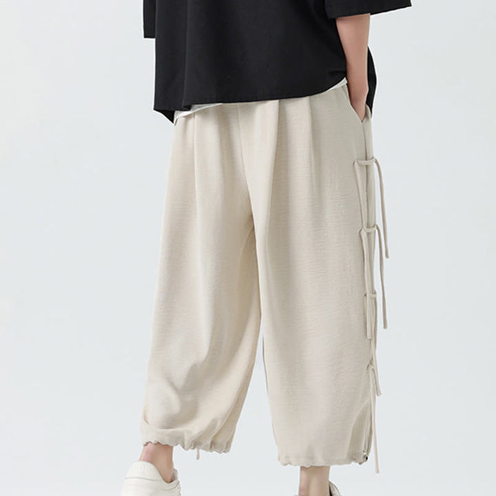 Pantalones de licra con diseño holgado de Buddha Stones , informales, con cordón en la cintura, para hombre, de longitud 7-8, con bolsillos - image 24
