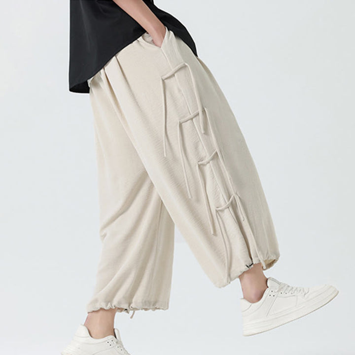 Pantalones de licra con diseño holgado de Buddha Stones , informales, con cordón en la cintura, para hombre, de longitud 7-8, con bolsillos - image 31