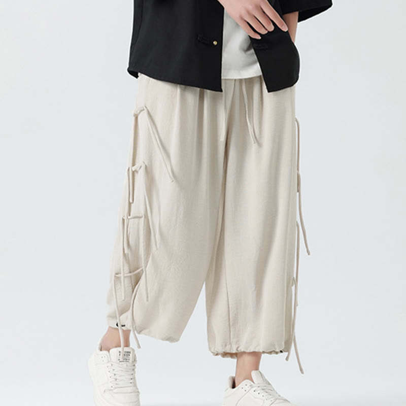 Pantalones de licra con diseño holgado de Buddha Stones , informales, con cordón en la cintura, para hombre, de longitud 7-8, con bolsillos - image 29