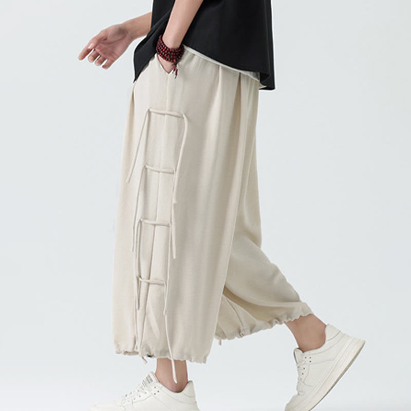 Pantalones de licra con diseño holgado de Buddha Stones , informales, con cordón en la cintura, para hombre, de longitud 7-8, con bolsillos - image 25