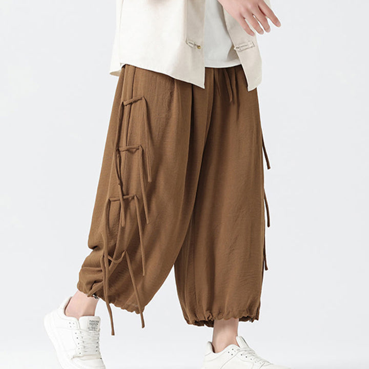 Pantalones de licra con diseño holgado de Buddha Stones , informales, con cordón en la cintura, para hombre, de longitud 7-8, con bolsillos - image 37