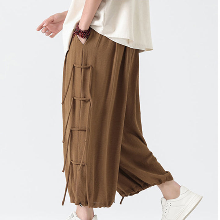 Pantalones de licra con diseño holgado de Buddha Stones , informales, con cordón en la cintura, para hombre, de longitud 7-8, con bolsillos - image 39