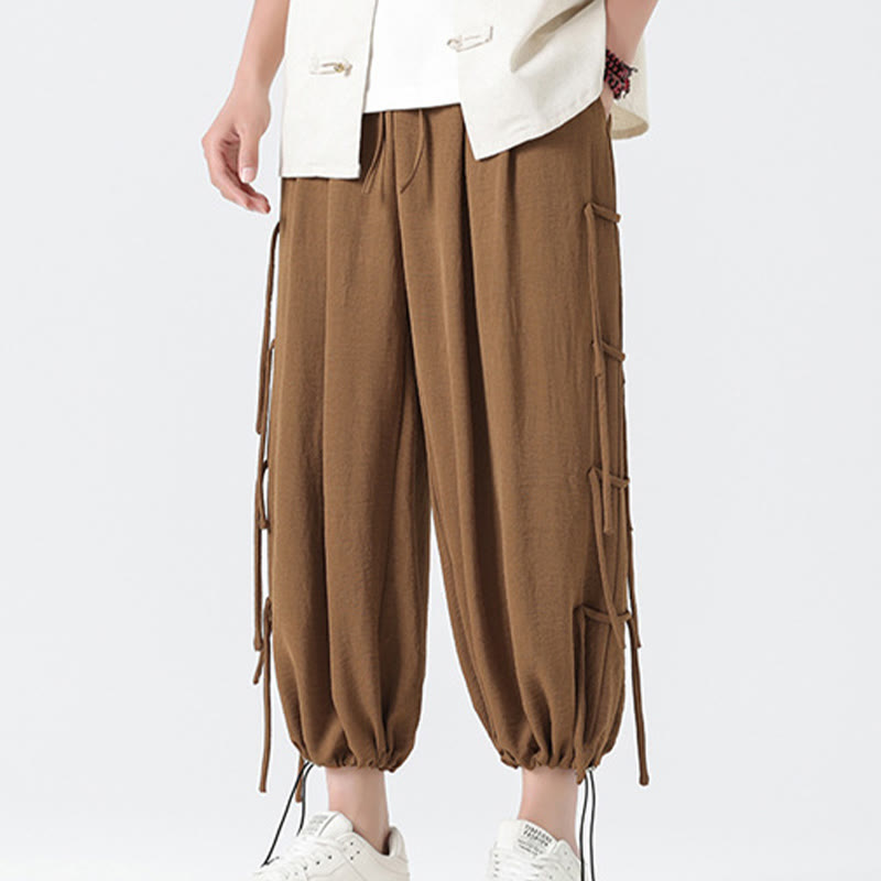 Pantalones de licra con diseño holgado de Buddha Stones , informales, con cordón en la cintura, para hombre, de longitud 7-8, con bolsillos - image 38