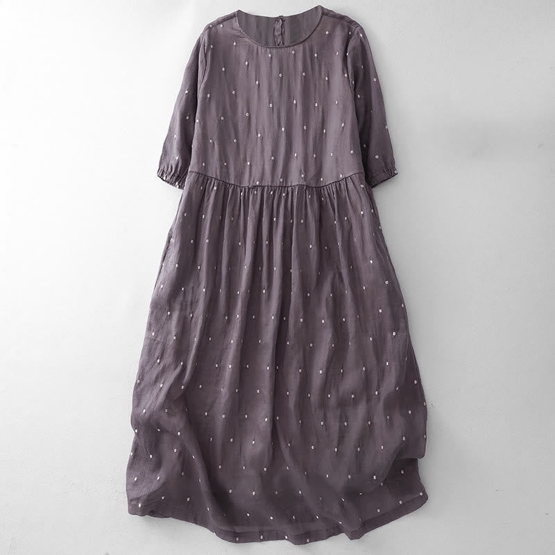 Vestido midi de Buddha Stones en la espalda y media manga con bolsillos - Orquídea mediana - US8-10，UK/AU12-14，EU40-42 (2XL) - image 0