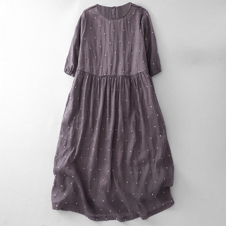 Vestido midi de Buddha Stones en la espalda y media manga con bolsillos - Orquídea mediana - US8-10，UK/AU12-14，EU40-42 (2XL) - image 1
