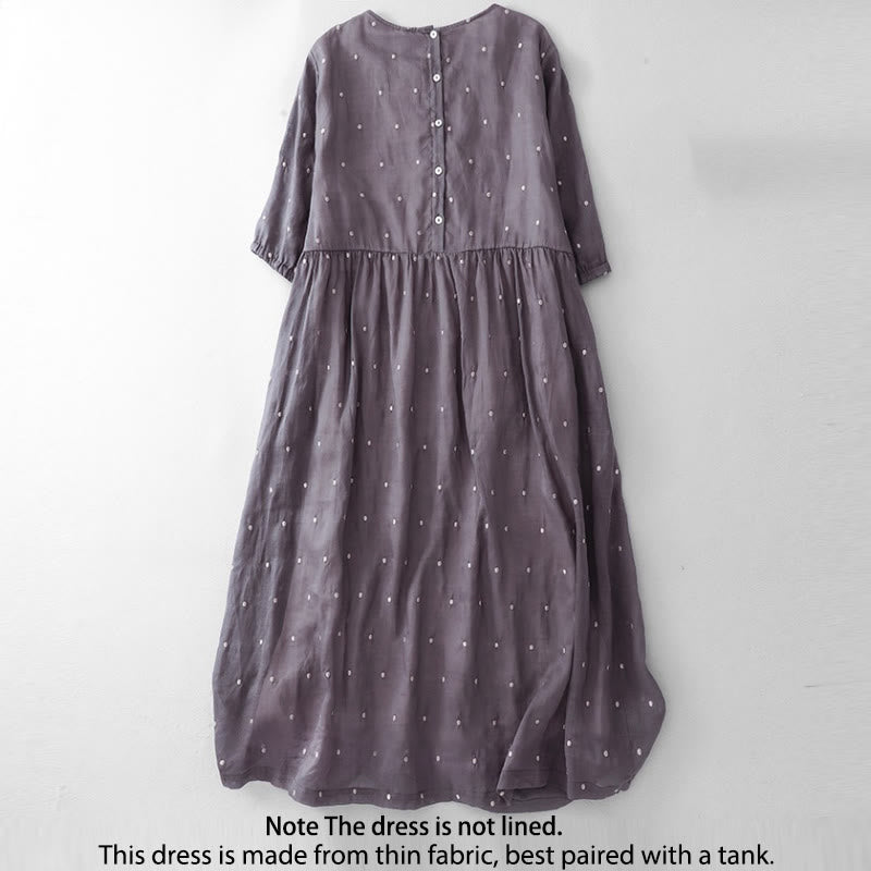 Vestido midi de Buddha Stones en la espalda y media manga con bolsillos - image 1