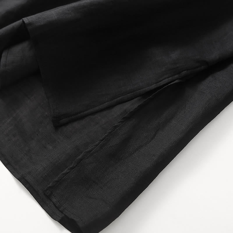 Vestido midi informal de lino y algodón con mangas tres cuartos y bordado de Buddha Stones - image 8