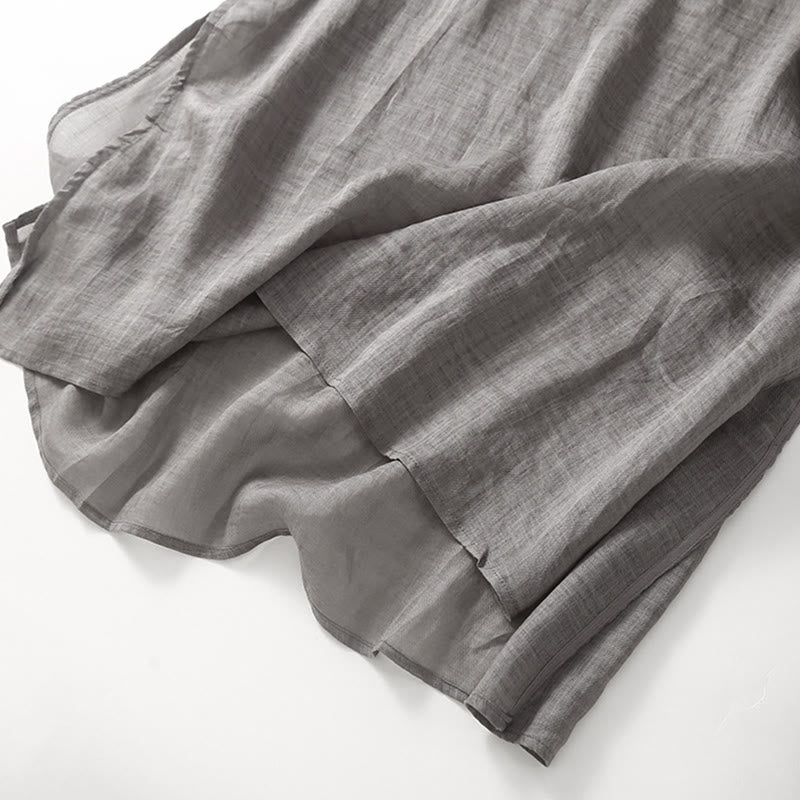 Vestido midi informal de lino y algodón con mangas tres cuartos y bordado de Buddha Stones - image 16