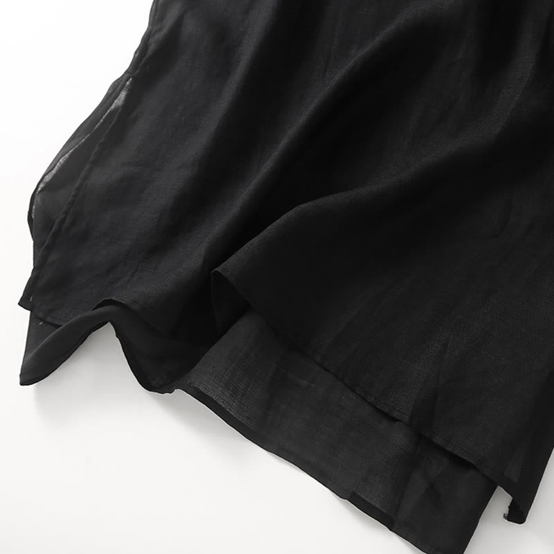 Vestido midi informal de lino y algodón con mangas tres cuartos y bordado de Buddha Stones - image 9