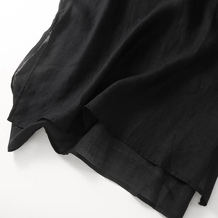 Vestido midi informal de lino y algodón con mangas tres cuartos y bordado de Buddha Stones - image 9