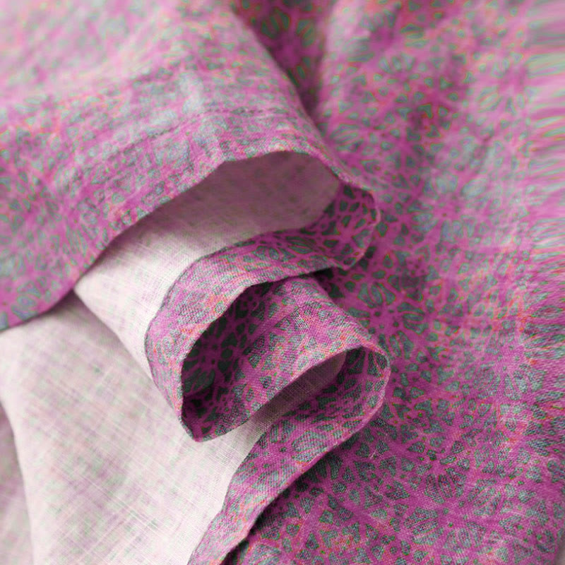Vestido midi de lino y algodón de manga corta con estampado floral y bolsillos de Buddha Stones Commute - image 9