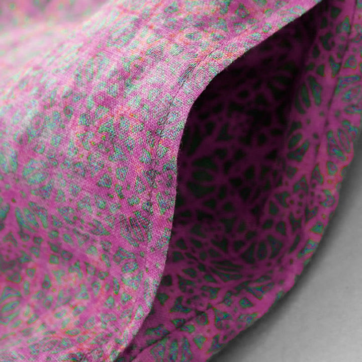 Vestido midi de lino y algodón de manga corta con estampado floral y bolsillos de Buddha Stones Commute - image 5
