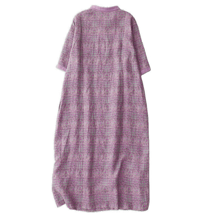 Vestido midi de lino y algodón de manga corta con estampado floral y bolsillos de Buddha Stones Commute - image 12