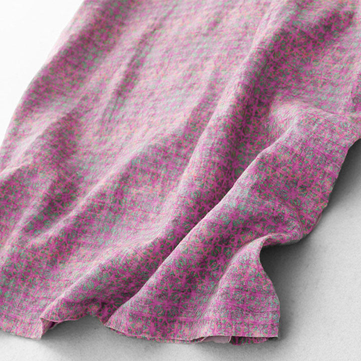 Vestido midi de lino y algodón de manga corta con estampado floral y bolsillos de Buddha Stones Commute - image 11