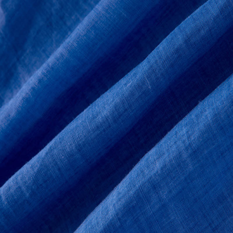 Vestido midi de lino y algodón con mangas abullonadas de tres cuartos y cordón ajustable, con estampado Buddha Stones y bolsillos - image 11