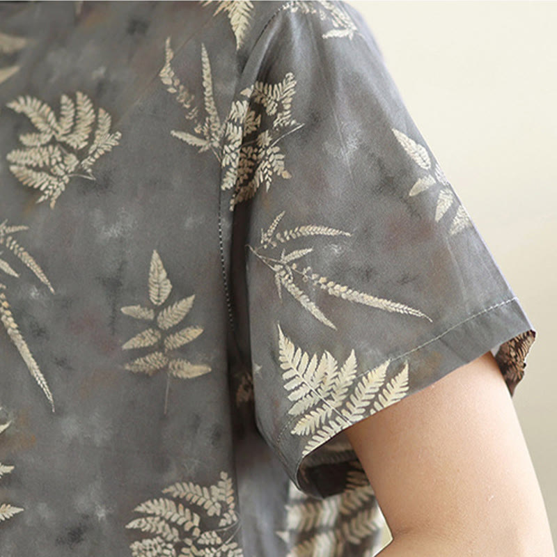 Vestido cheongsam midi de algodón con botones de rana, estilo chino, estilo retro, con Buddha Stones , en gris oscuro y bolsillos - image 9