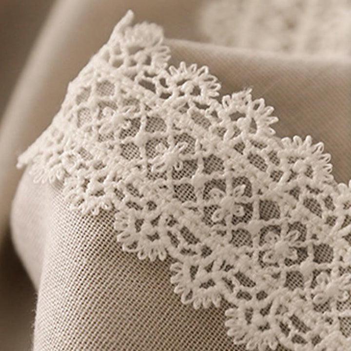 Pantalones anchos de lino y algodón con costuras de encaje de color liso para mujer con bolsillos y Buddha Stones - image 9