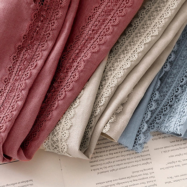 Pantalones anchos de lino y algodón con costuras de encaje de color liso para mujer con bolsillos y Buddha Stones - image 20