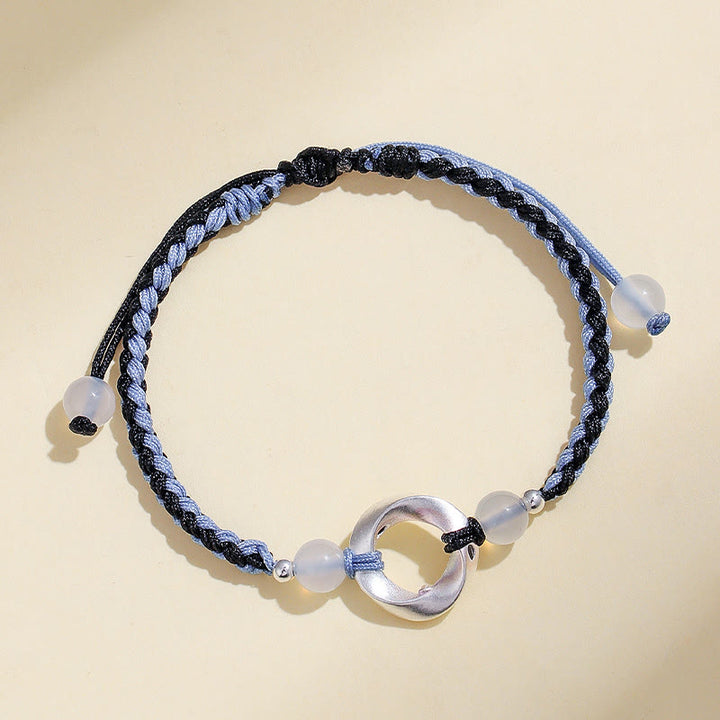 Pulsera de protección con hilo trenzado y cuentas de ágata blanca de Mobius en plata de ley 925 con Buddha Stones - image 8