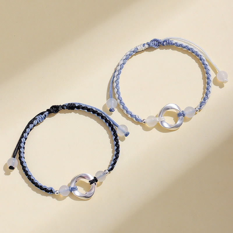 Pulsera de protección con hilo trenzado y cuentas de ágata blanca de Mobius en plata de ley 925 con Buddha Stones - image 9