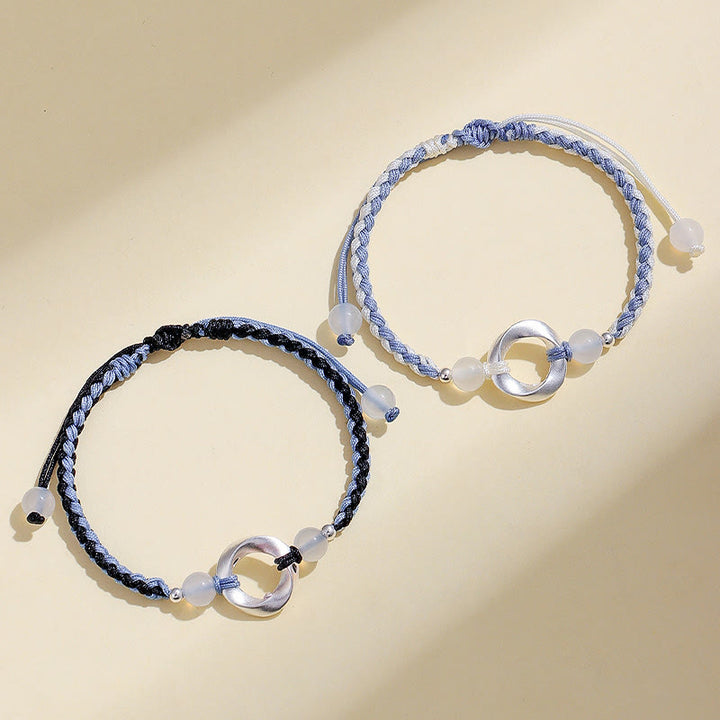 Pulsera de protección con hilo trenzado y cuentas de ágata blanca de Mobius en plata de ley 925 con Buddha Stones - image 10