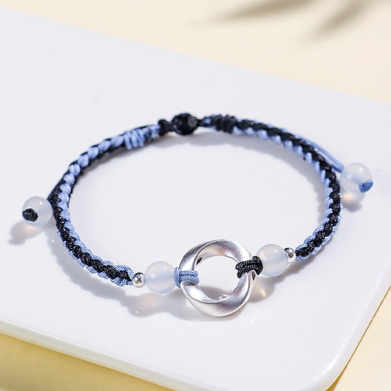 Pulsera de protección con hilo trenzado y cuentas de ágata blanca de Mobius en plata de ley 925 con Buddha Stones - image 9