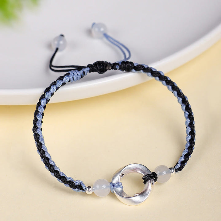 Pulsera de protección con hilo trenzado y cuentas de ágata blanca de Mobius en plata de ley 925 con Buddha Stones - image 7