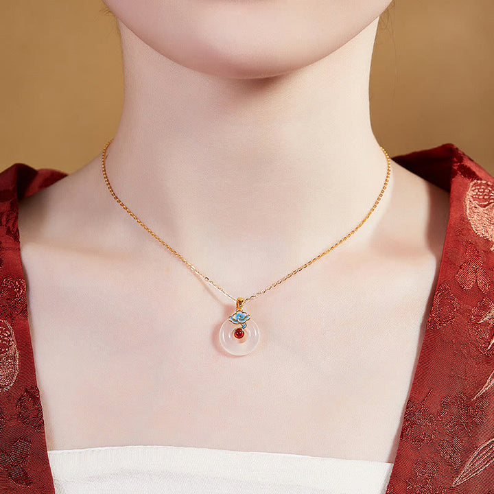 Collar con colgante de armonía de calcedonia, nube y hebilla de paz de plata de ley 925 con Buddha Stones - image 9