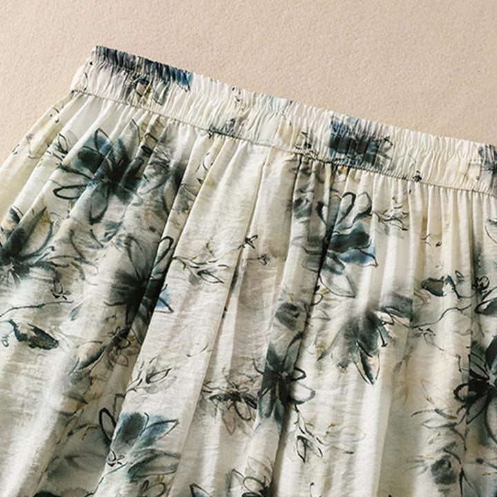 Pantalones casuales de poliéster con estampado floral de Buddha Stones para mujer, de longitud 7-8, con bolsillos - image 3
