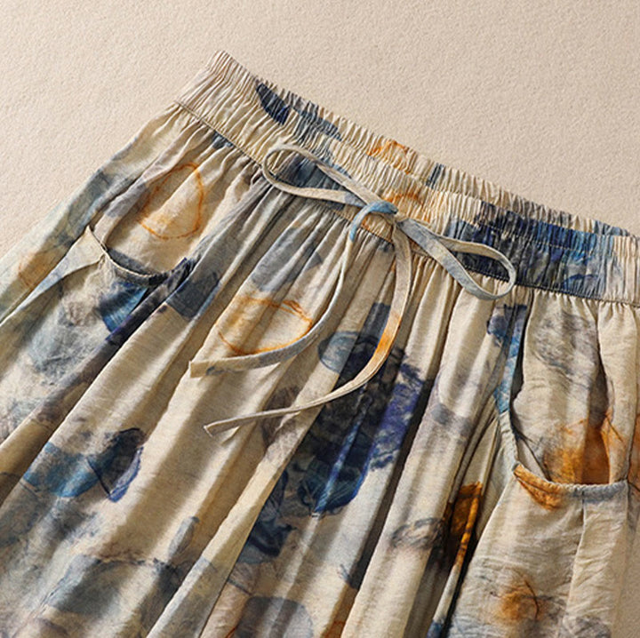 Pantalones casuales de poliéster con estampado floral de Buddha Stones para mujer, de longitud 7-8, con bolsillos - image 10
