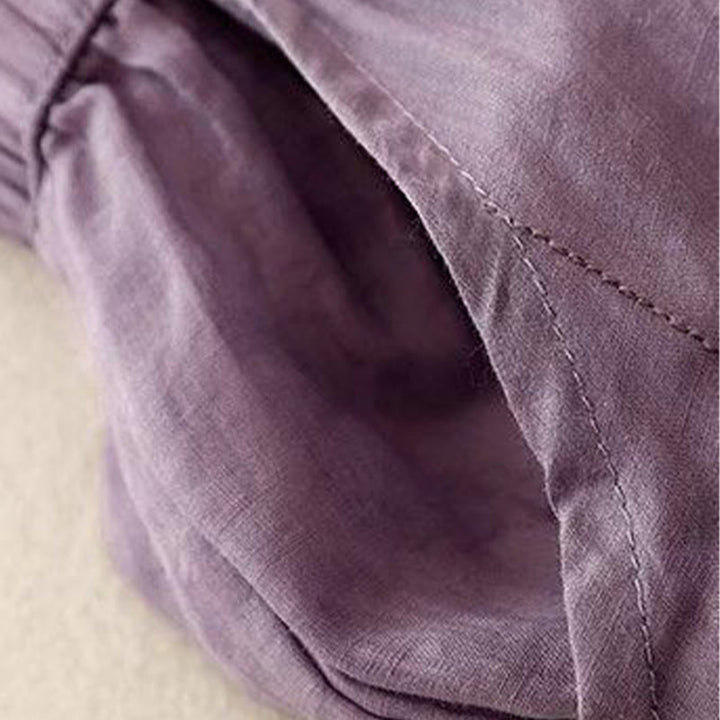 Pantalones anchos de algodón para mujer, con diseño de bordado lateral de Buddha Stones, de largo 7-8 y bolsillos - image 4