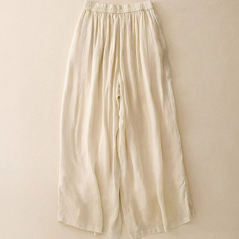 Pantalones anchos de algodón para mujer, con diseño de bordado lateral de Buddha Stones, de largo 7-8 y bolsillos - image 7