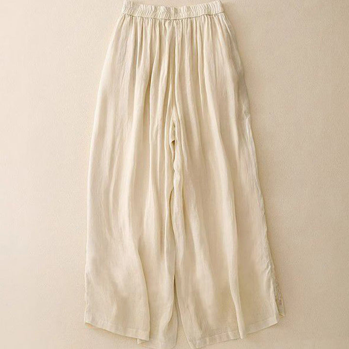 Pantalones anchos de algodón para mujer, con diseño de bordado lateral de Buddha Stones, de largo 7-8 y bolsillos - image 7
