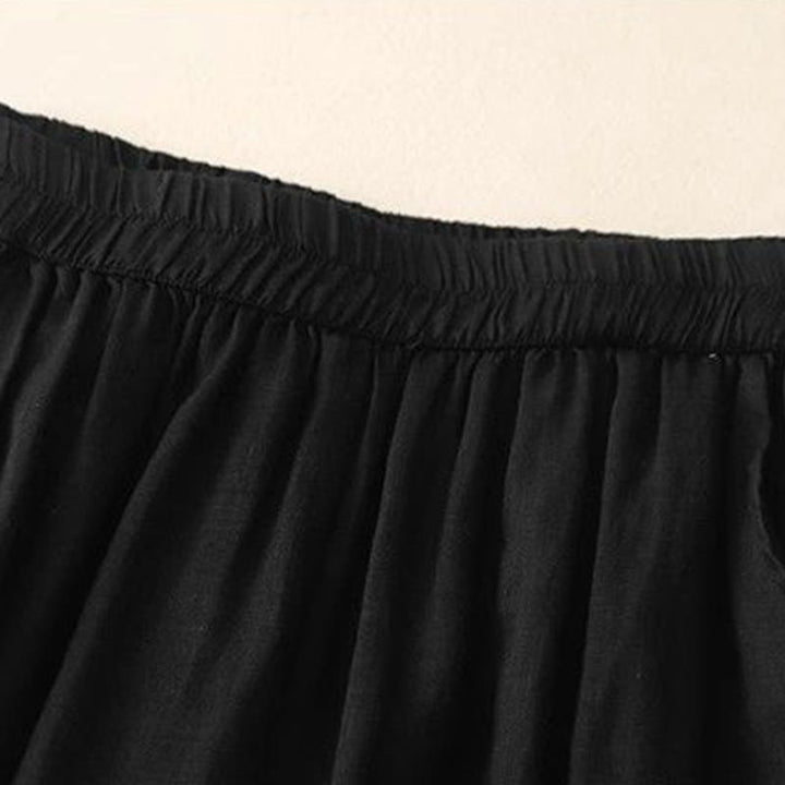 Pantalones anchos de algodón para mujer, con diseño de bordado lateral de Buddha Stones, de largo 7-8 y bolsillos - image 15