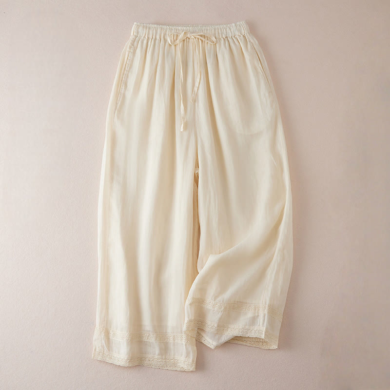 Pantalones anchos de algodón con diseño informal de Buddha Stones para mujer, tallas 7-8, con bolsillos - seda de maíz - US8-10，UK/AU12-14，EU40-42 (2XL) - image 0