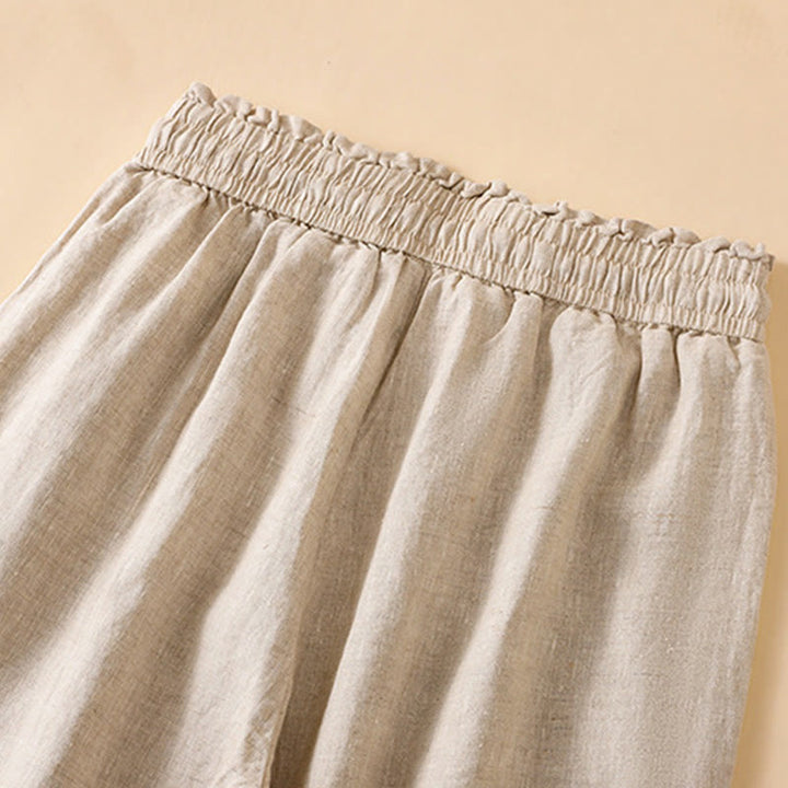 Pantalones casuales de algodón con diseño de pierna recta y bolsillos para mujer, de Buddha Stones, de largo 7-8. - image 3