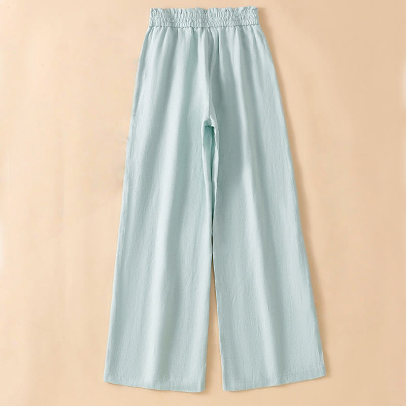 Pantalones casuales de algodón con diseño de pierna recta y bolsillos para mujer, de Buddha Stones, de largo 7-8. - image 8